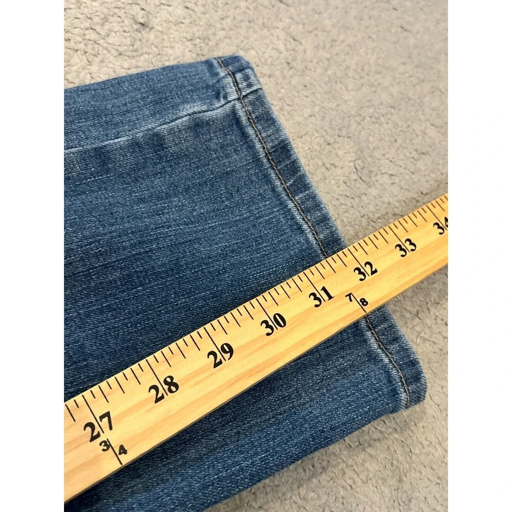 Duluth Trading Jeans Womens 14x33 Blue Denim Dark Slim Leg DuluthFlex Mid Rise